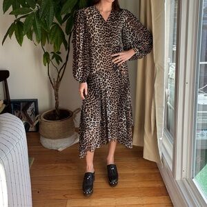 GANNI leopard wrap dress